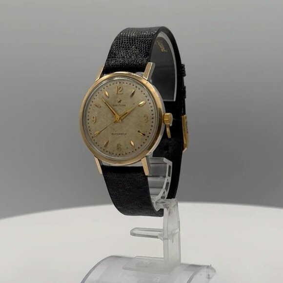 Vintage 34mm Baylor Linen Dial Men's Automatic Wristwatch Swiss Gold Capped - Picture 1 of 6